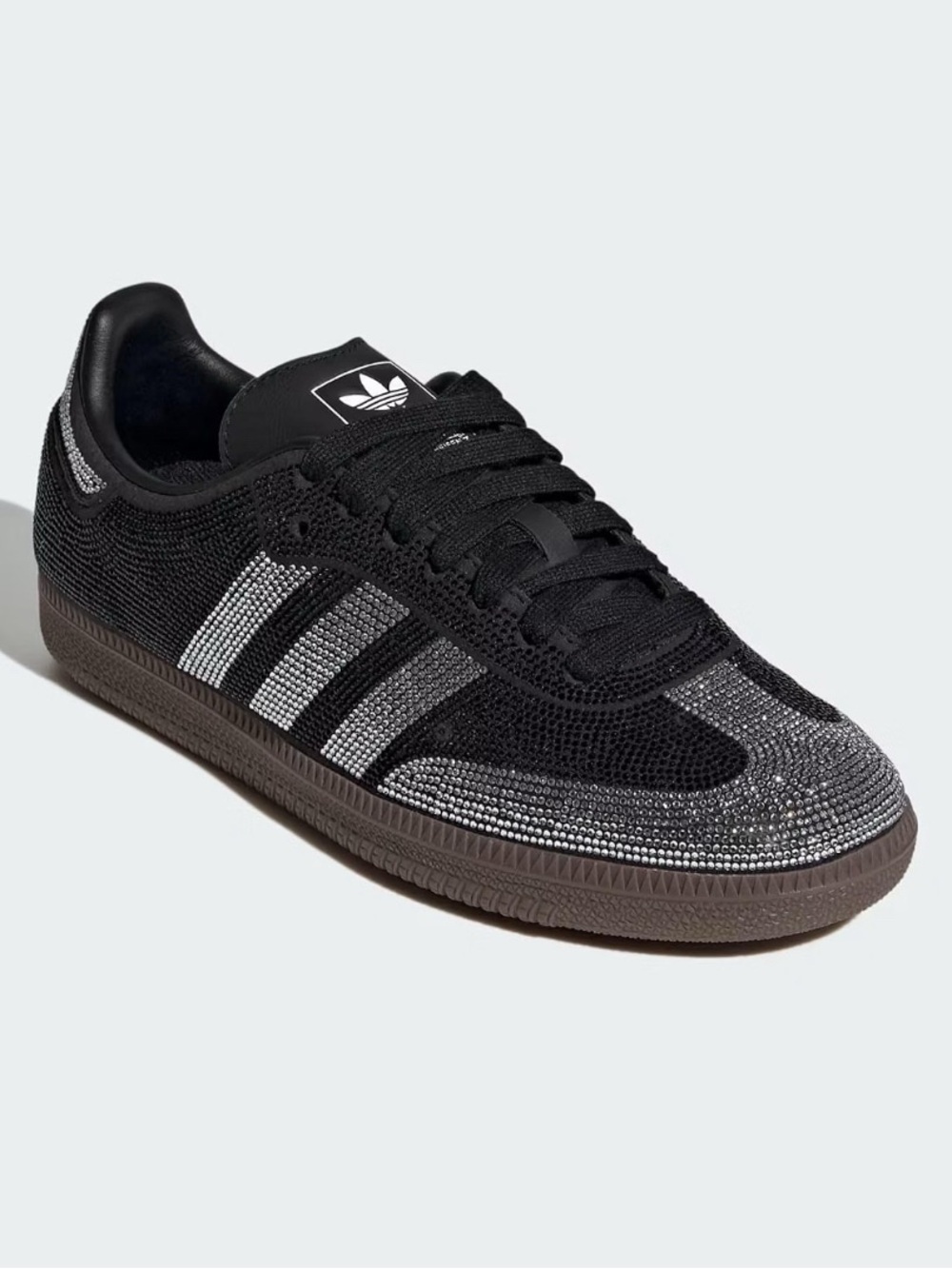 adidas Black Sneaker with Silver Rhinestone Stripes